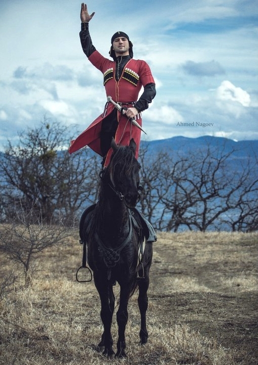 adyghe traditional costume North Caucasus horse rider