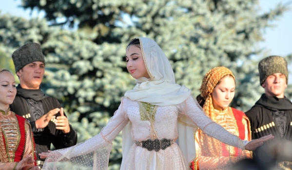 Chechen girl traditional dressing North Caucasus people nakh Vainakh